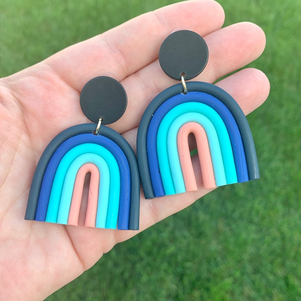 Ronnie Rainbow Earrings Navy Blue